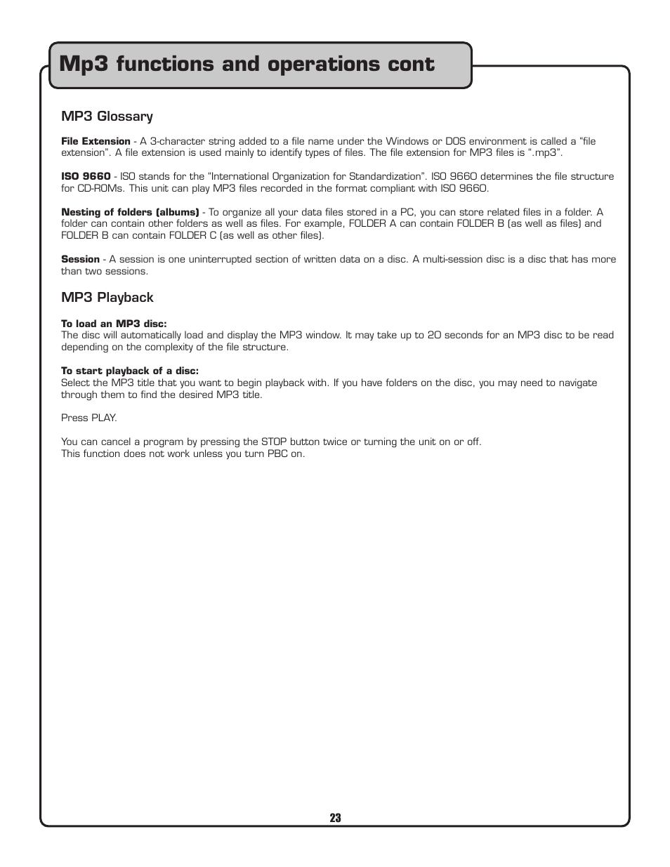 Mp3 functions and operations cont | VocoPro Voco user guide portable speaker User Manual | Page 24 / 29