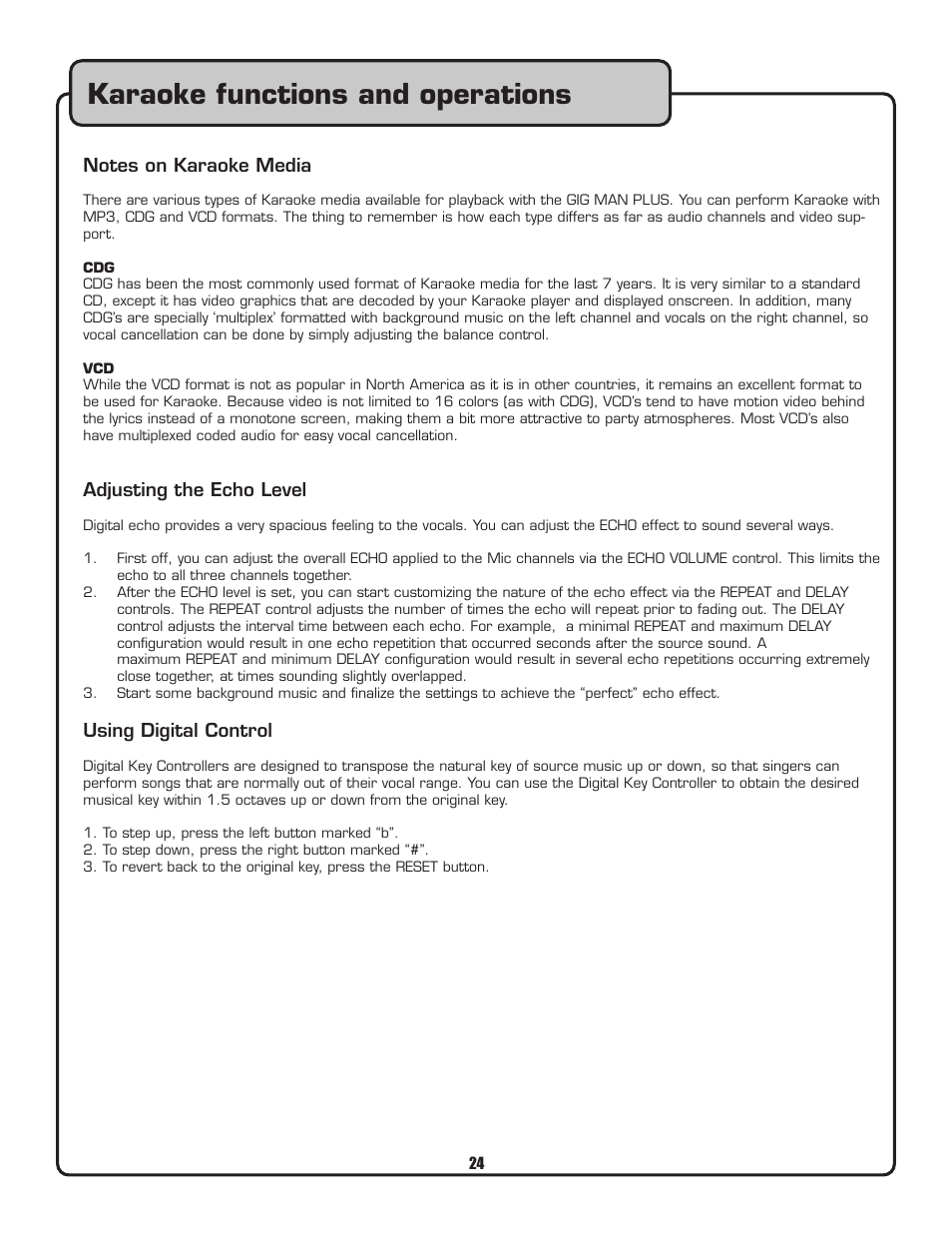 Karaoke functions and operations | VocoPro Voco user guide portable speaker User Manual | Page 25 / 29