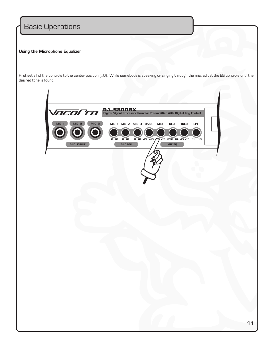 Basic operations | VocoPro PREAMPLIFIER DA-5800RX User Manual | Page 17 / 19