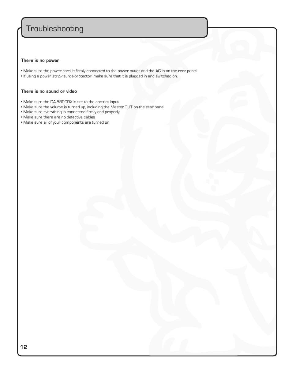 Troubleshooting | VocoPro PREAMPLIFIER DA-5800RX User Manual | Page 18 / 19