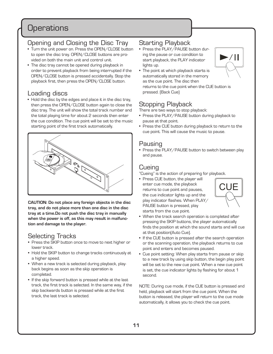 Operations | VocoPro CDG-8800PRO User Manual | Page 13 / 17