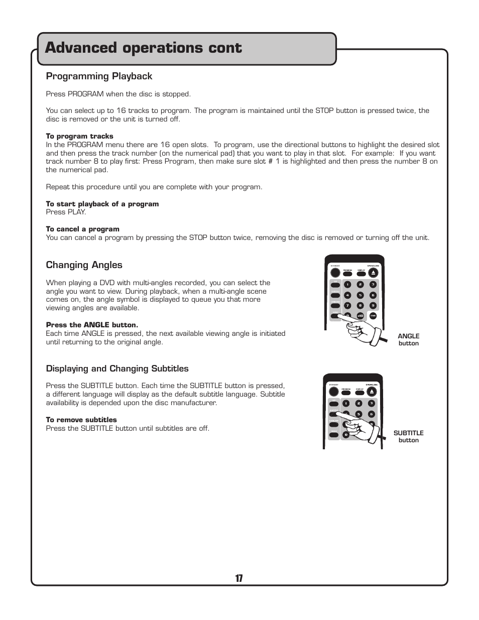 Advanced operations cont | VocoPro DVG-399K User Manual | Page 18 / 27