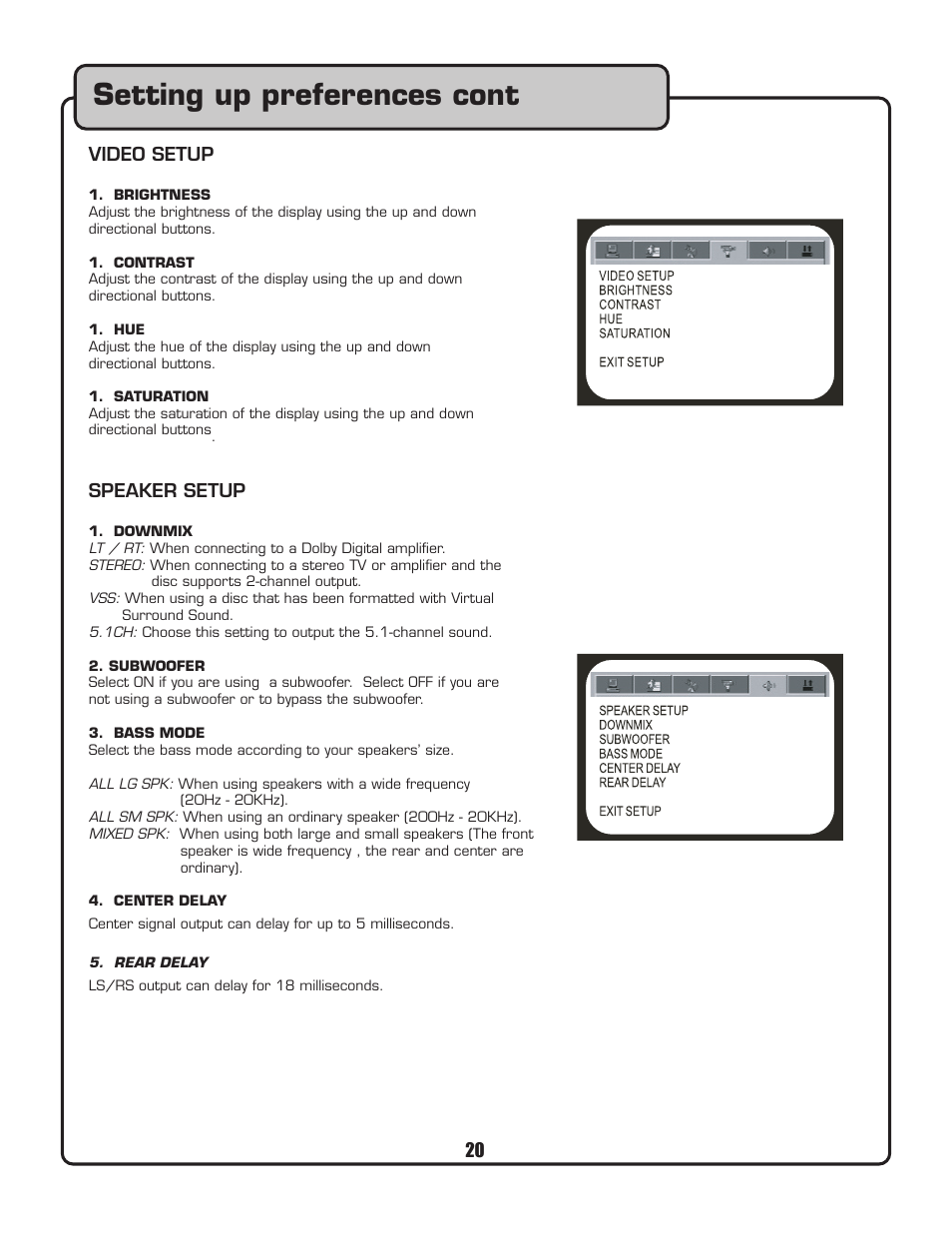 Setting up preferences cont | VocoPro DVG-399K User Manual | Page 21 / 27