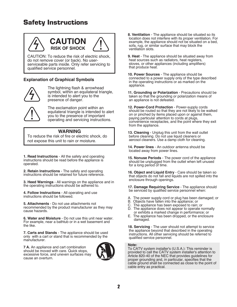 Caution, Safety instructions | VocoPro DVG-399K User Manual | Page 3 / 27