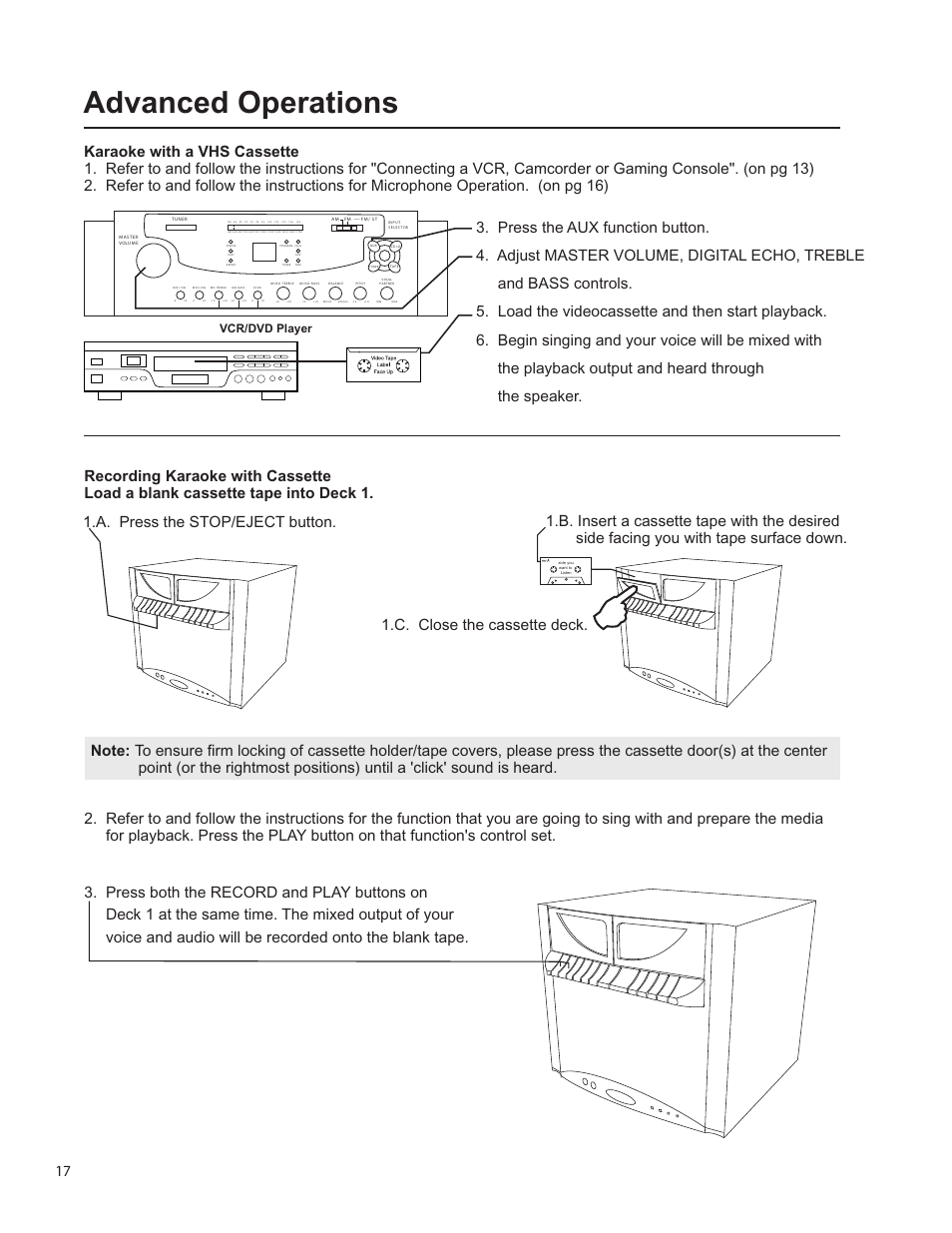 Pg-17_advanced-1.pdf, Advanced operations, Vcr/dvd player | VocoPro SUMO DIGITAL KARAOKE SYSTEM User Manual | Page 17 / 19