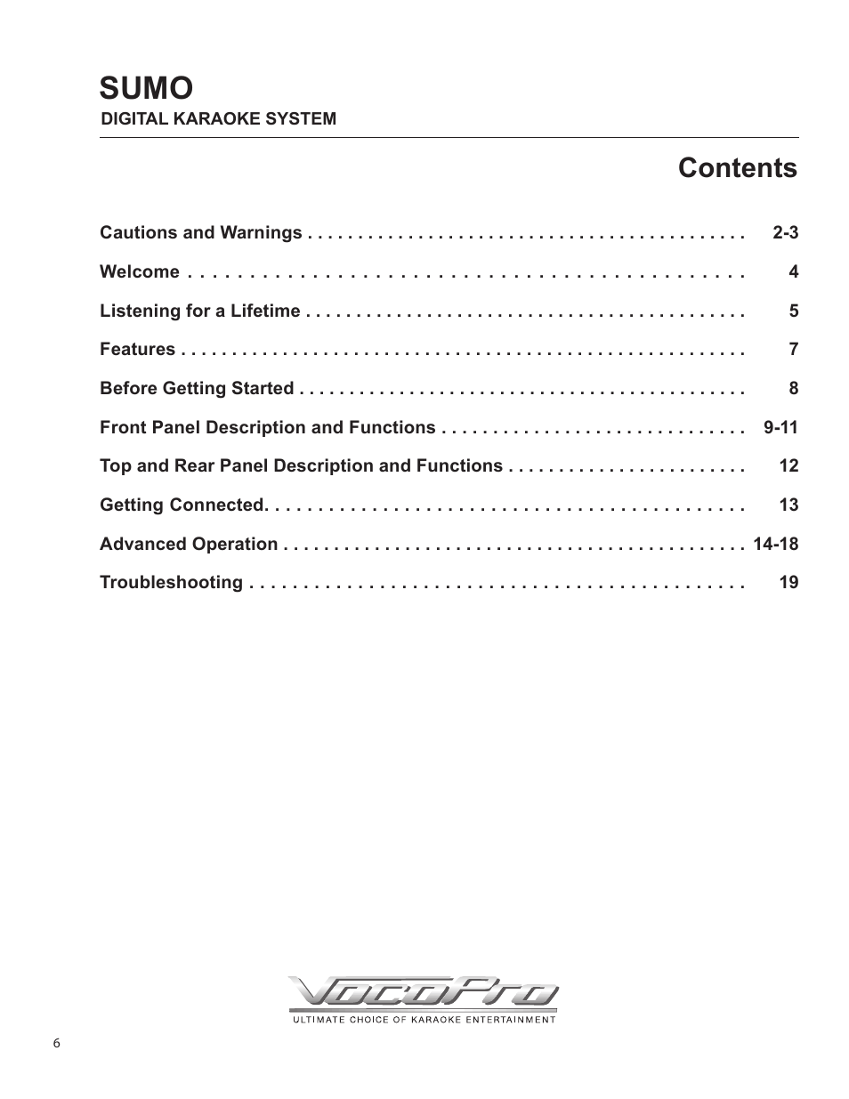 VocoPro SUMO DIGITAL KARAOKE SYSTEM User Manual | Page 6 / 19