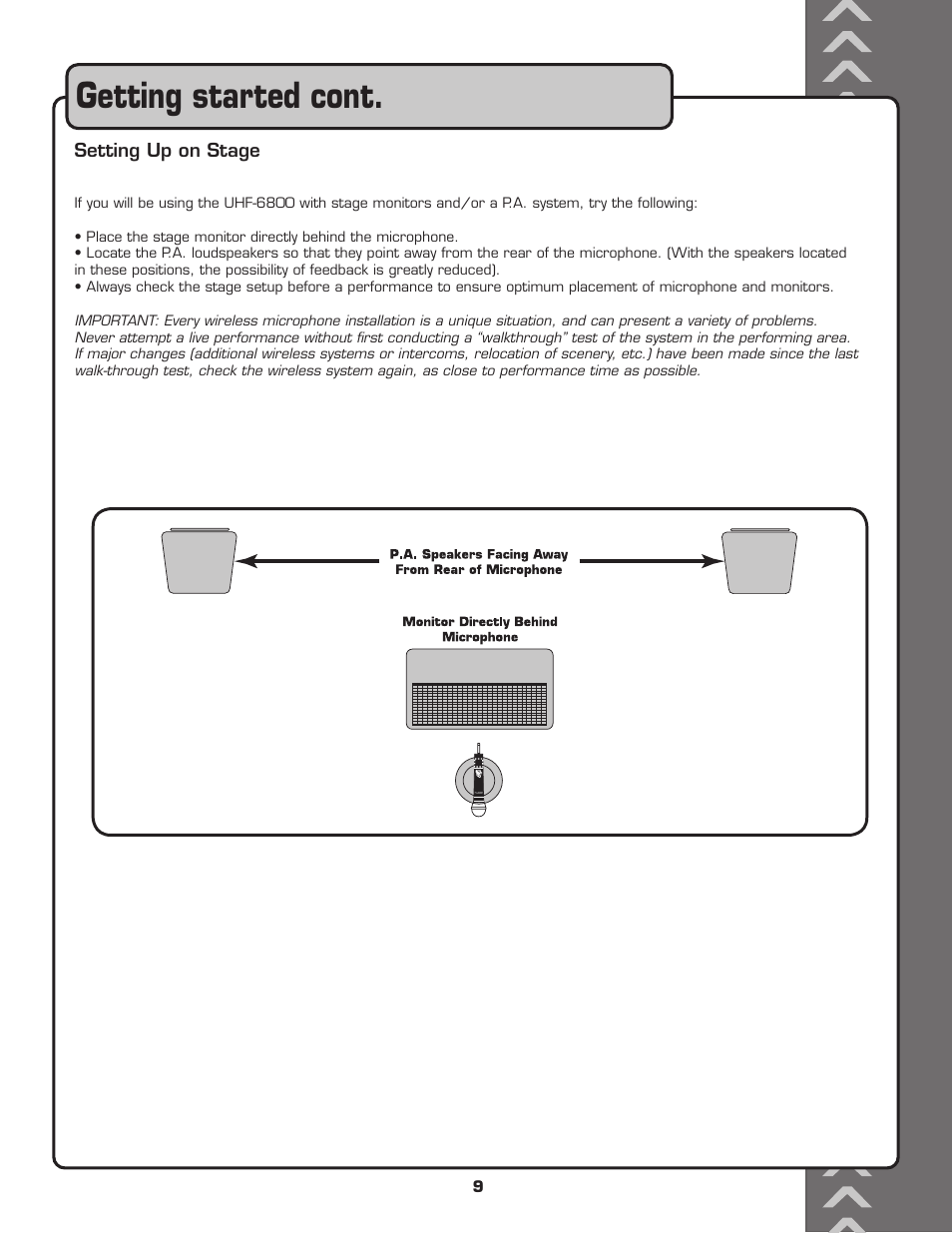 Getting started cont | VocoPro UHF-6800 User Manual | Page 10 / 21