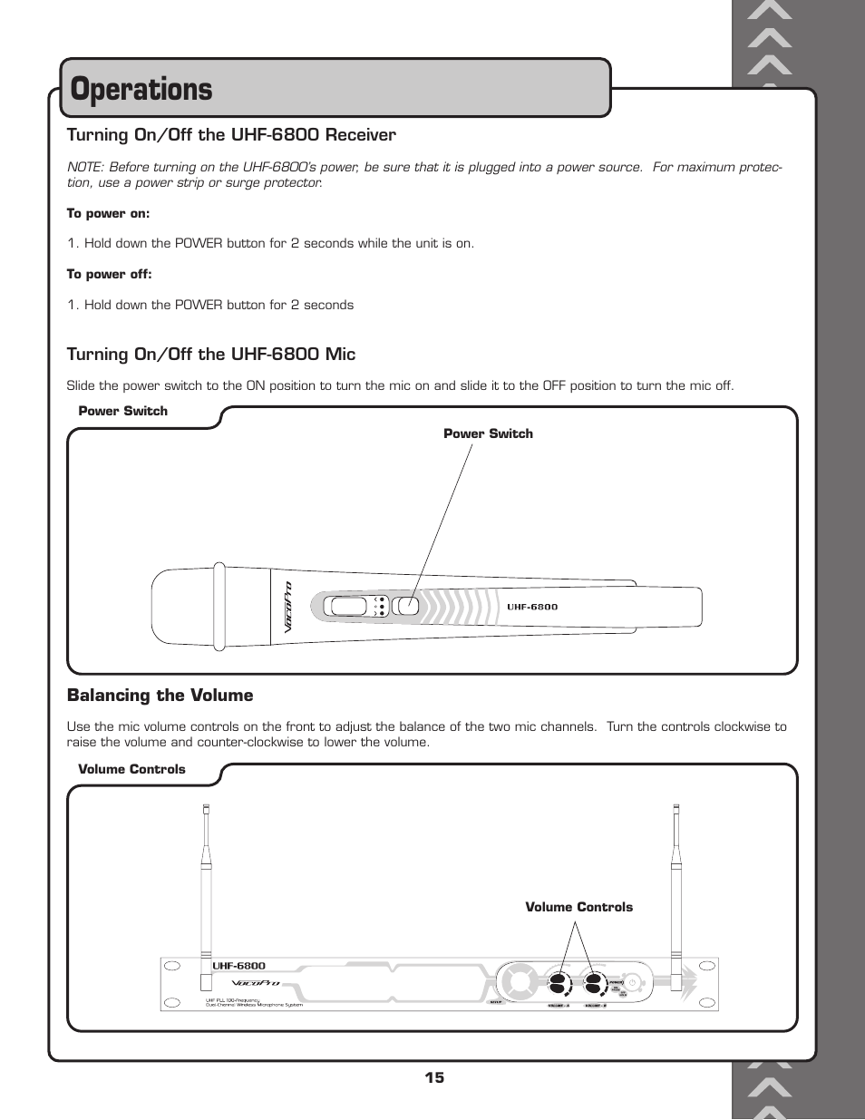 Operations | VocoPro UHF-6800 User Manual | Page 16 / 21