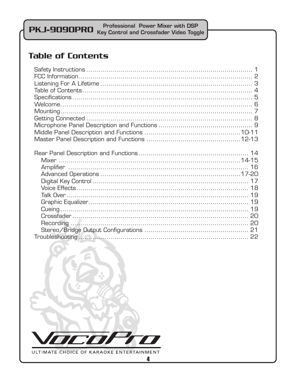 VocoPro PKJ-9090PRO User Manual | Page 5 / 24