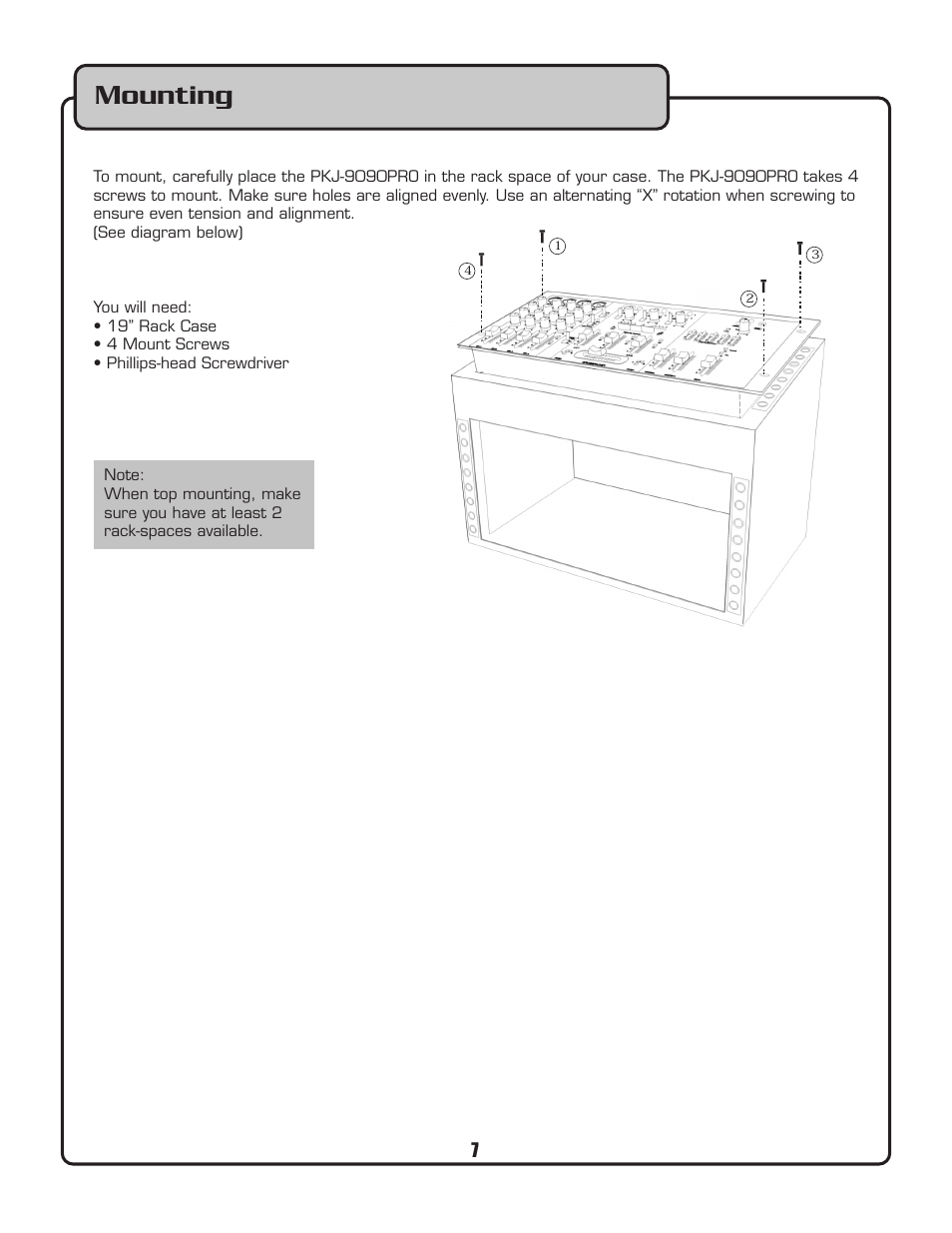 Mounting | VocoPro PKJ-9090PRO User Manual | Page 8 / 24