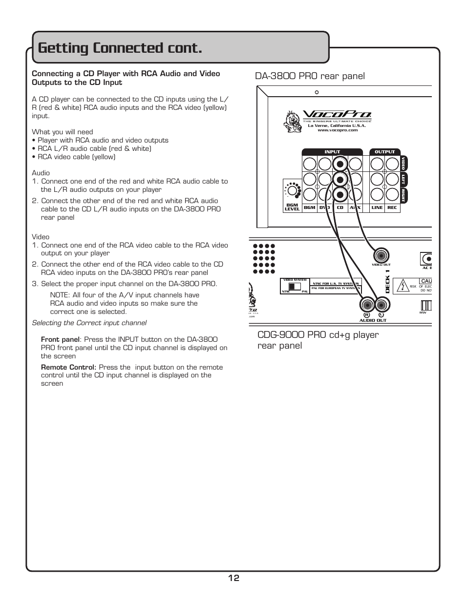 Getting connected cont | VocoPro DA-3800 PRO User Manual | Page 14 / 28
