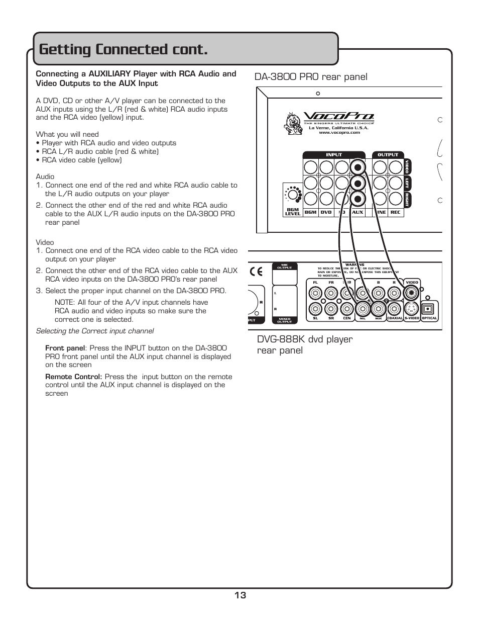 Getting connected cont | VocoPro DA-3800 PRO User Manual | Page 15 / 28