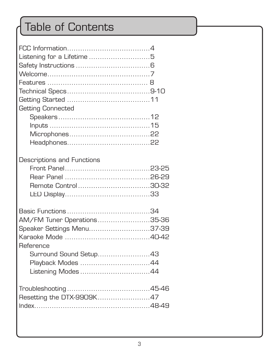 VocoPro DTX-9909K User Manual | Page 3 / 52