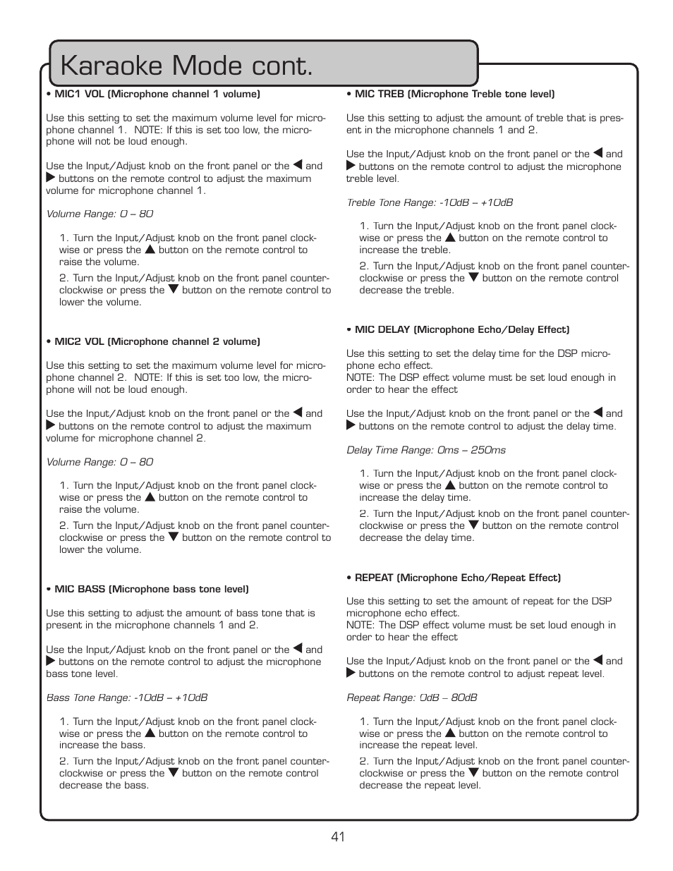 Karaoke mode cont | VocoPro DTX-9909K User Manual | Page 41 / 52