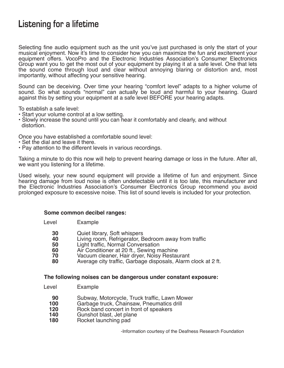 Listening for a lifetime | VocoPro DTX-9909K User Manual | Page 5 / 52