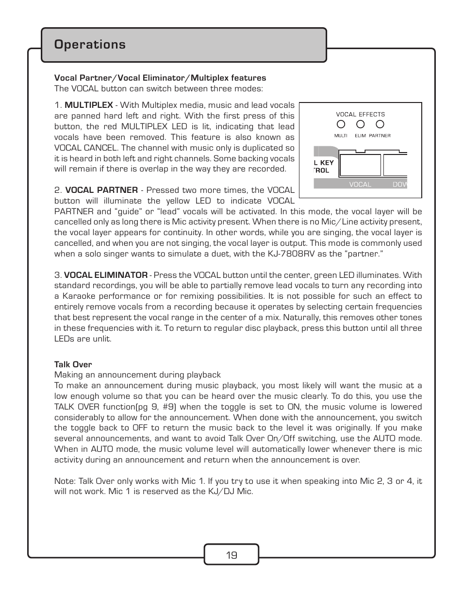 Operations | VocoPro KJ-7808RV User Manual | Page 21 / 28