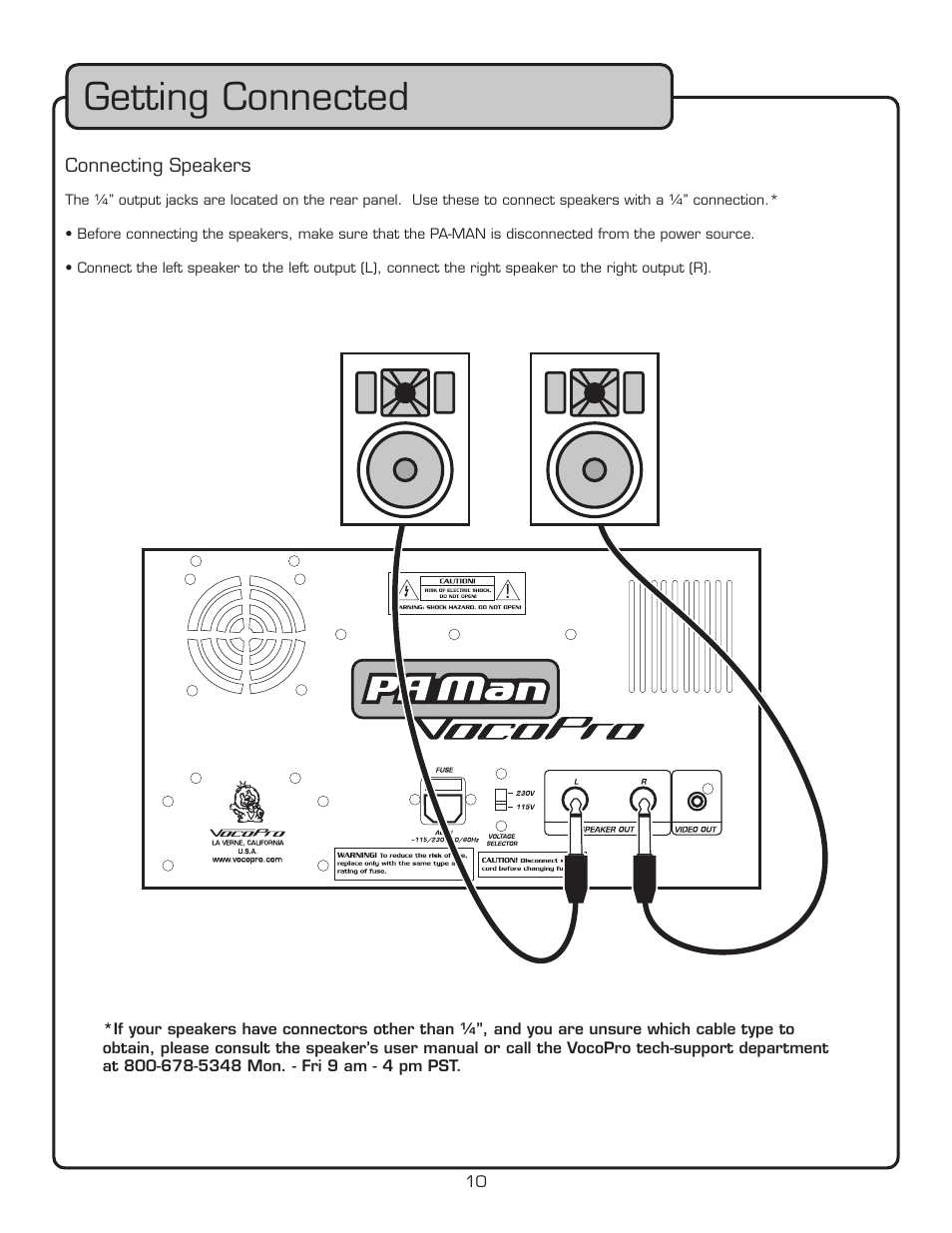 Getting connected | VocoPro PA-MAN User Manual | Page 10 / 32