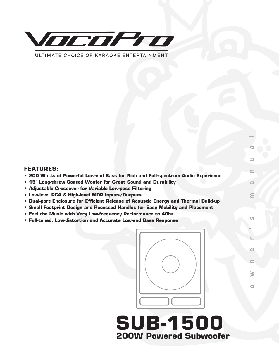 VocoPro SUB-1500 User Manual | 18 pages
