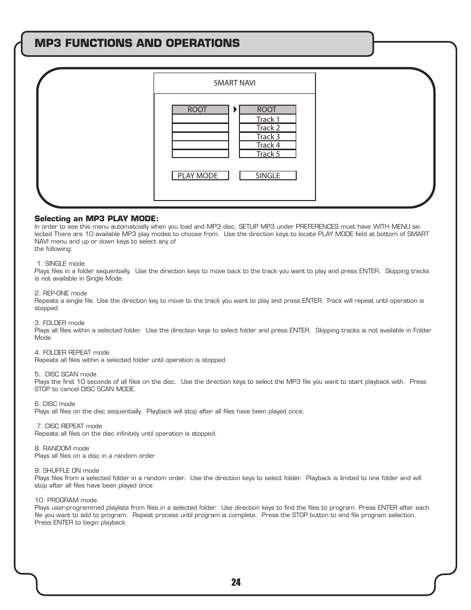 Mp3 functions and operations | VocoPro DVX-780K User Manual | Page 24 / 27