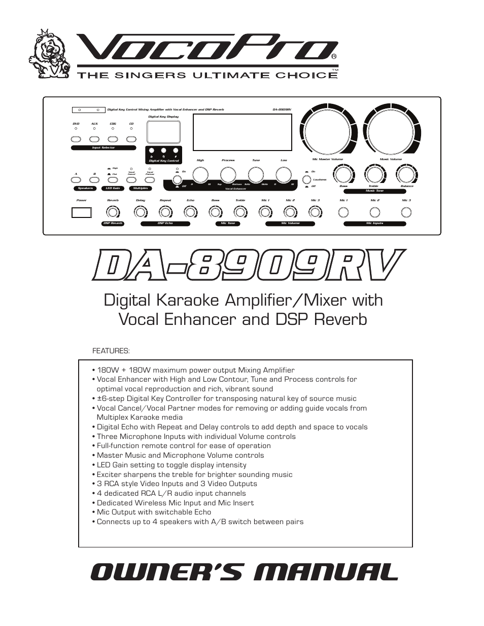 VocoPro DA-8909RV User Manual | 18 pages