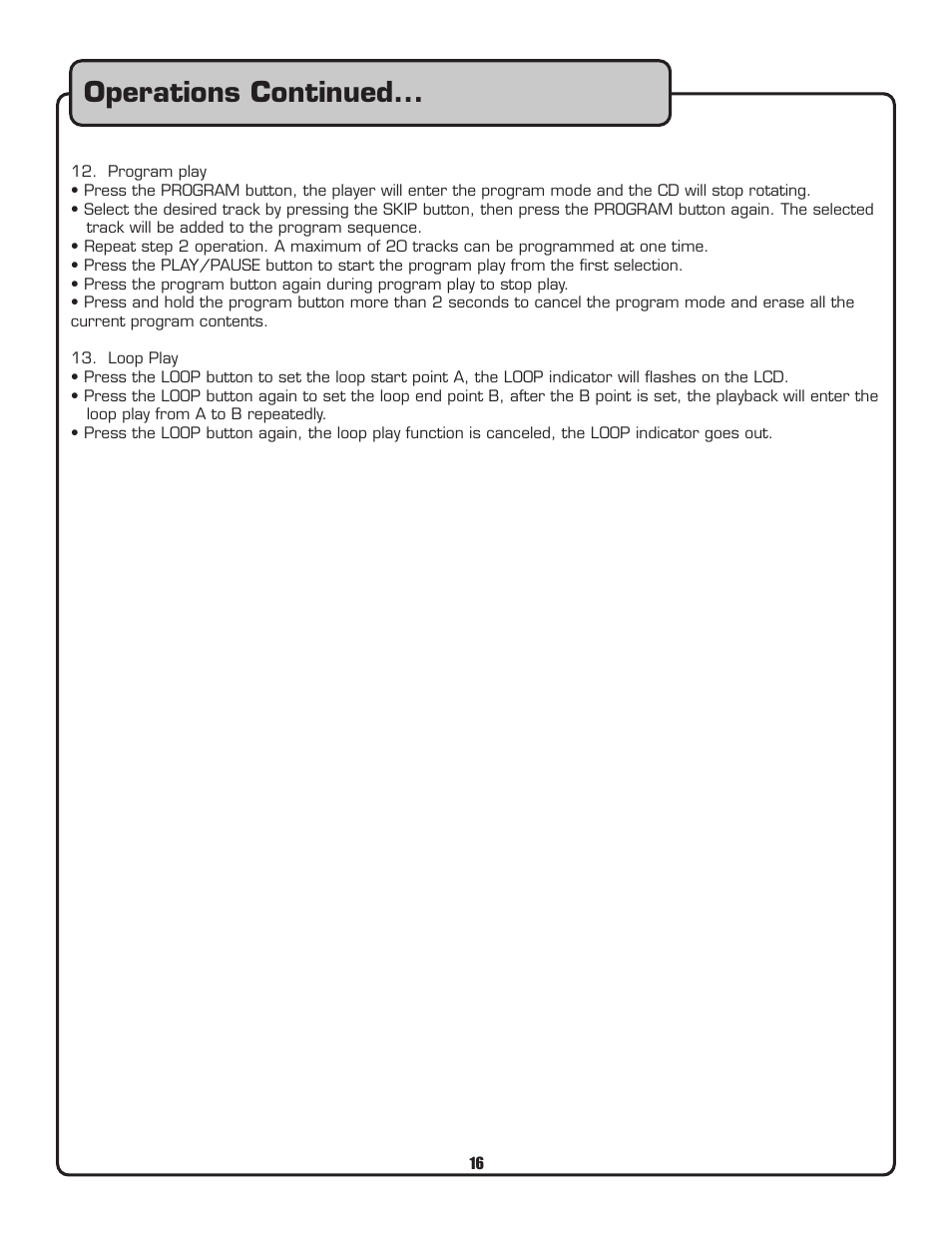 Operations continued | VocoPro CDG-9000 User Manual | Page 16 / 18