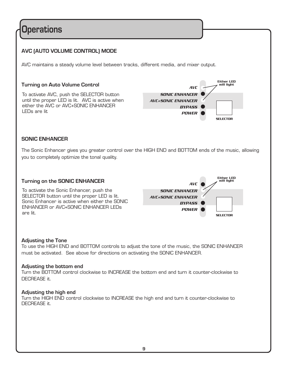 Operations | VocoPro AUTOMATIC VOLUME CONTROL AVC-800 User Manual | Page 10 / 14