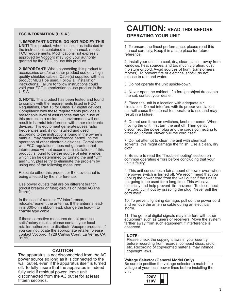 Pg 03 caution.pdf, Caution | VocoPro KJ-7000 Pro User Manual | Page 3 / 22