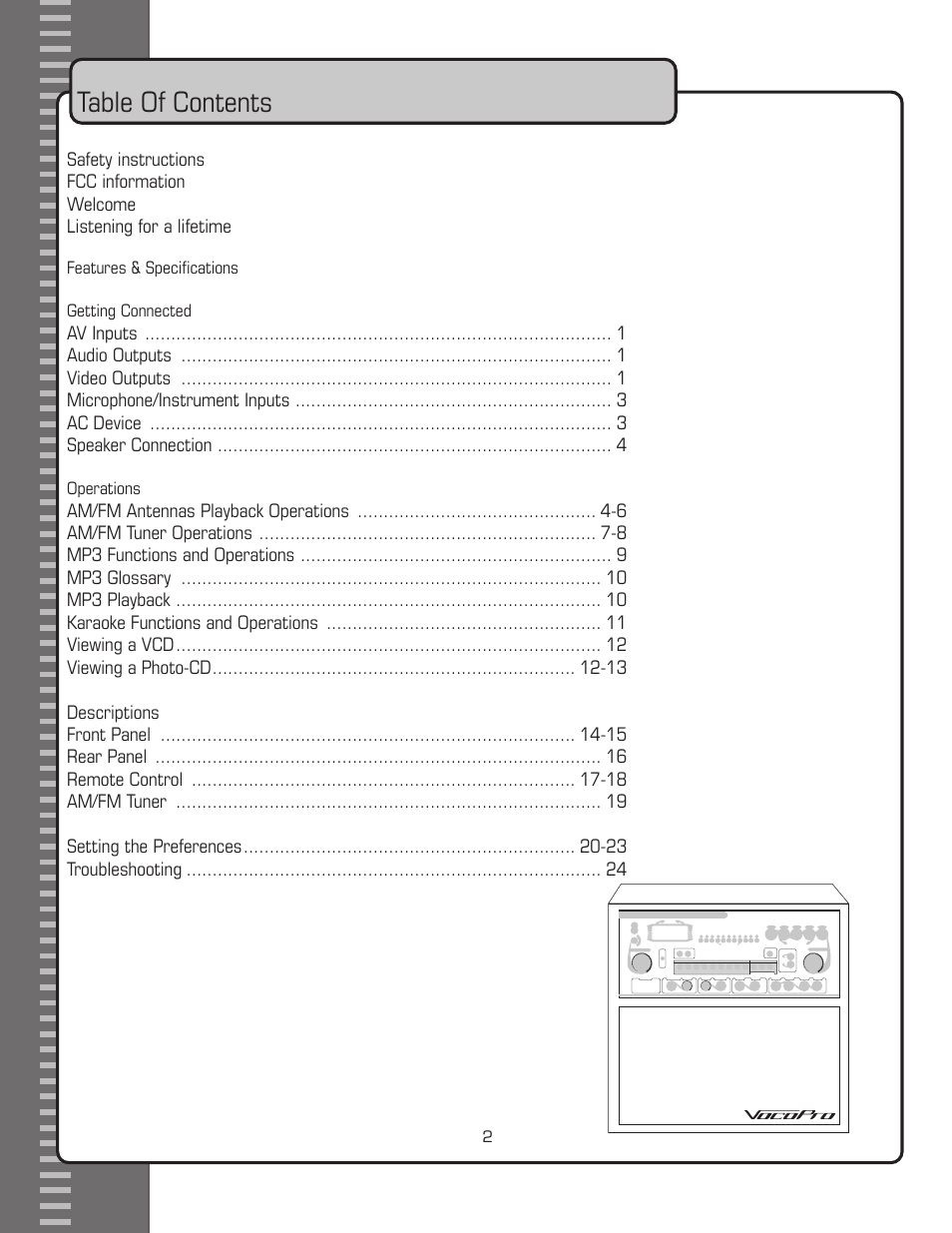 VocoPro GIG-STAR User Manual | Page 2 / 31