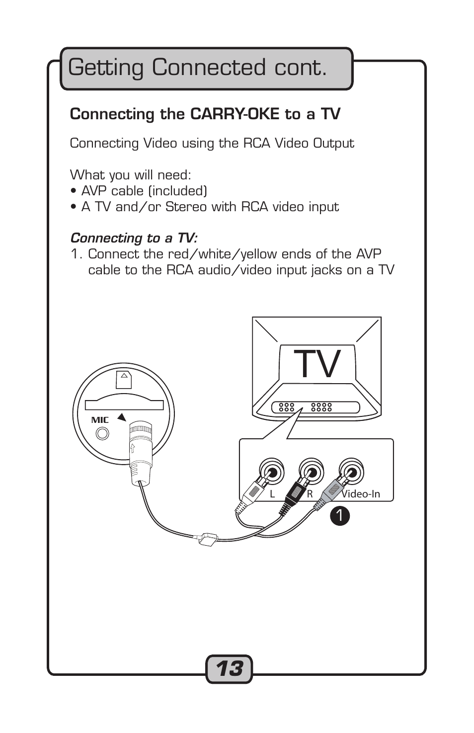 Getting connected cont | VocoPro Carry-Oke Microphone User Manual | Page 13 / 28