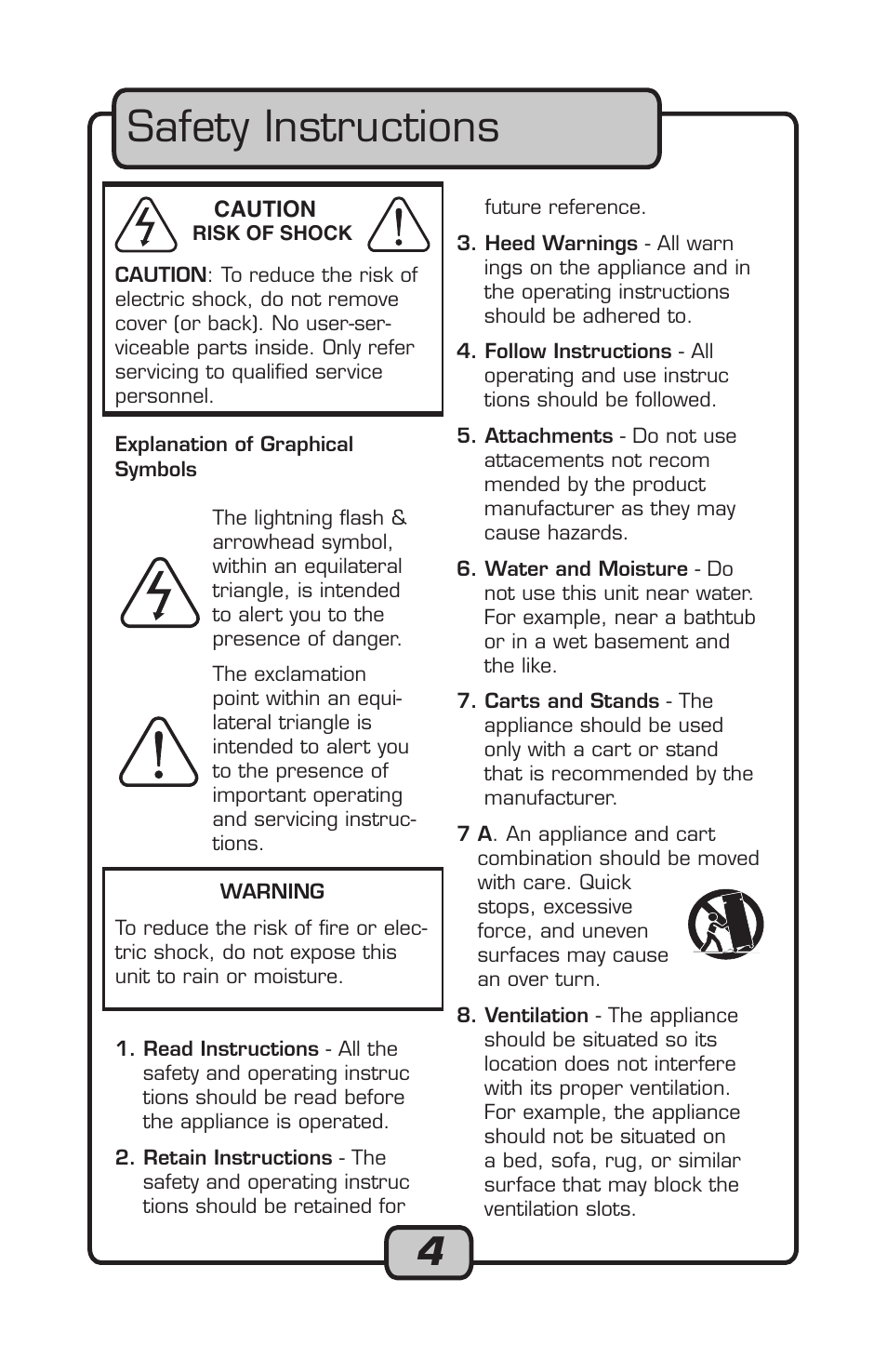 Safety instructions | VocoPro Carry-Oke Microphone User Manual | Page 4 / 28