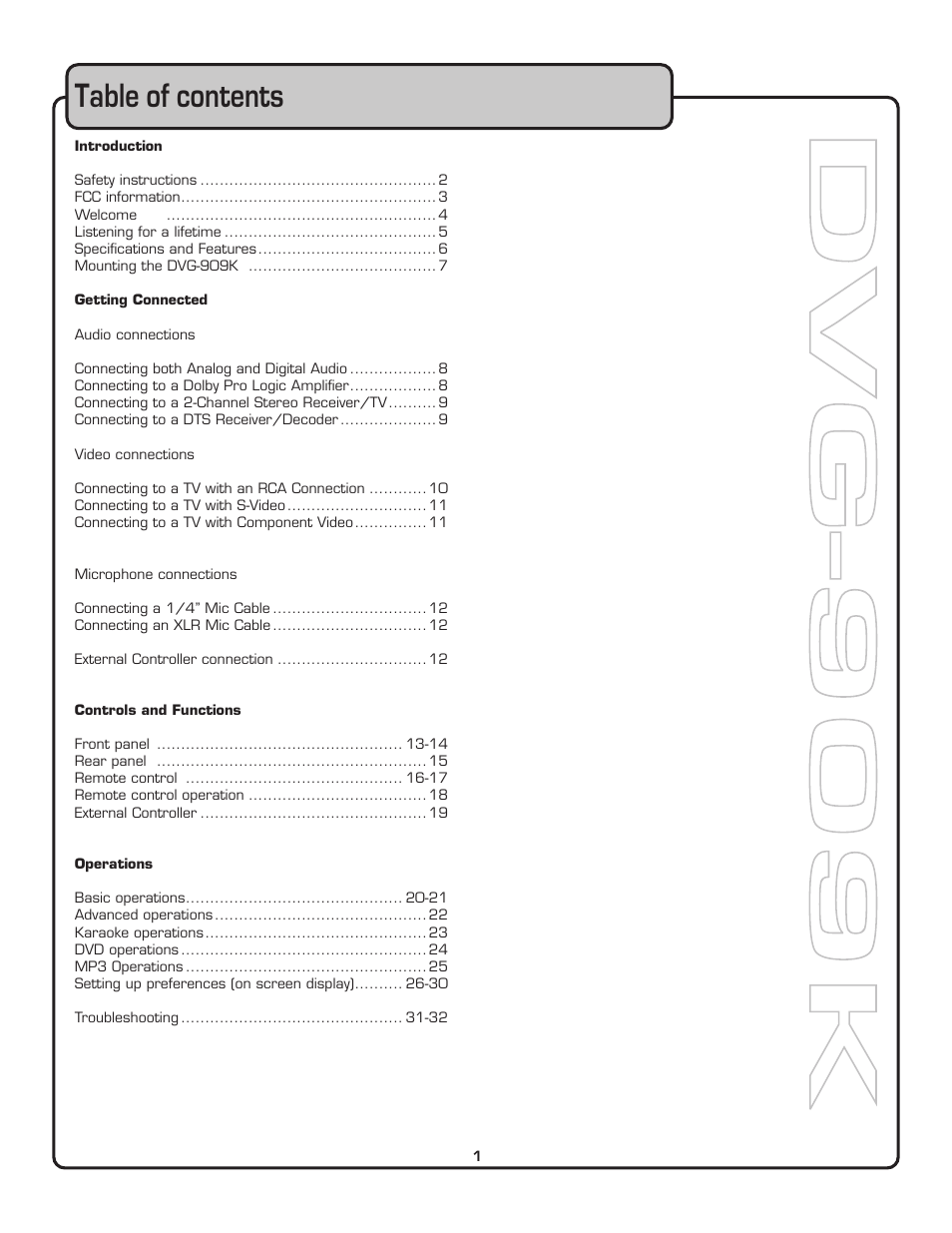 VocoPro THE SINGER'S ULTIMATE CHOICE DVG-909K User Manual | Page 2 / 34