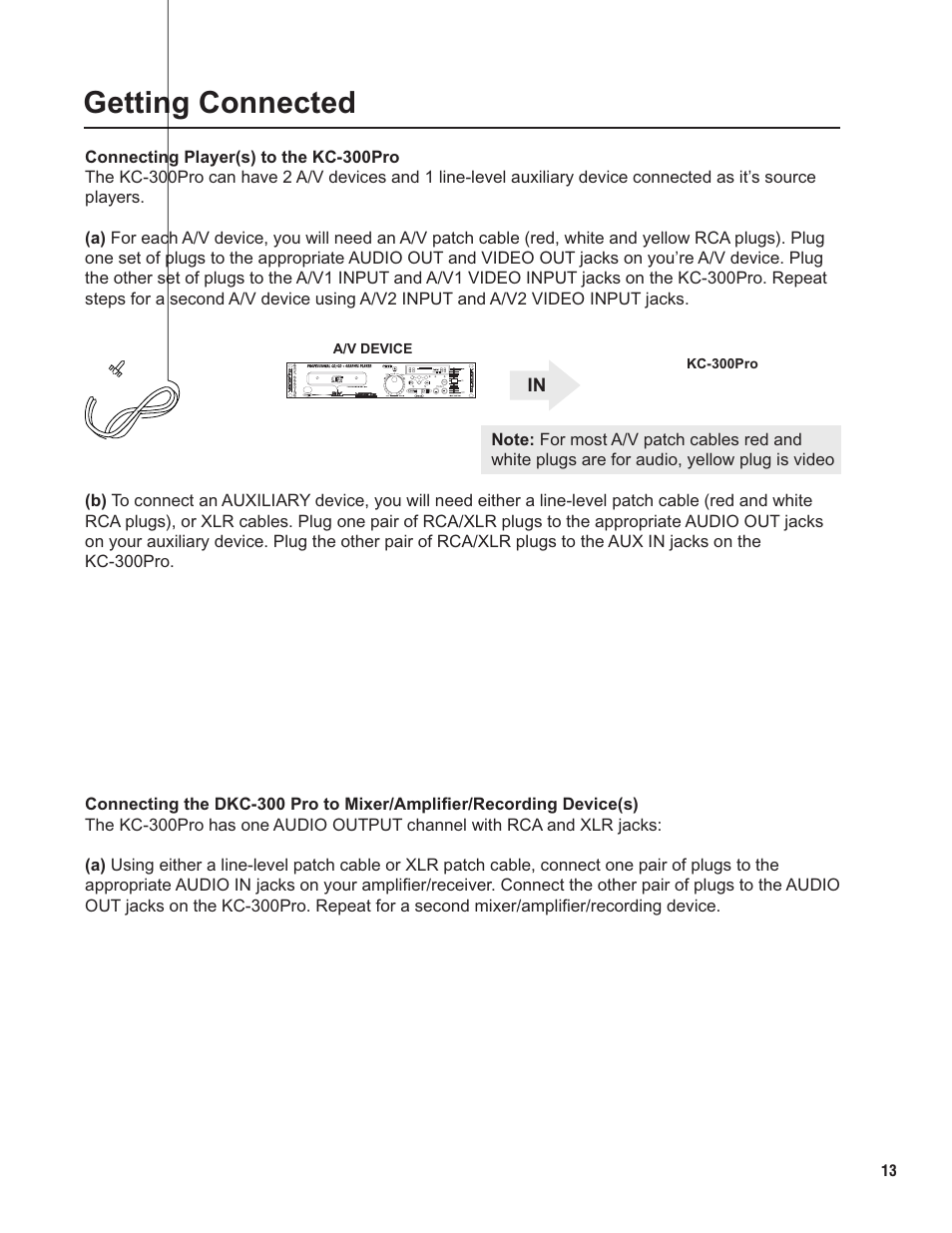 Pg 13 getting connected.pdf, Getting connected | VocoPro KC-300Pro User Manual | Page 13 / 22