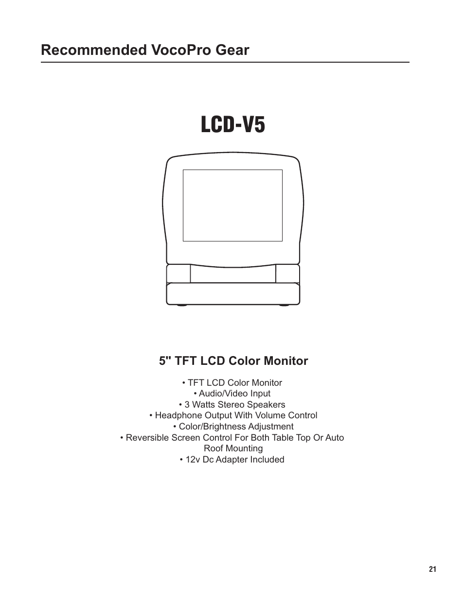 Pg 21 gear.pdf, Lcd-v5, Recommended vocopro gear | VocoPro KC-300Pro User Manual | Page 21 / 22