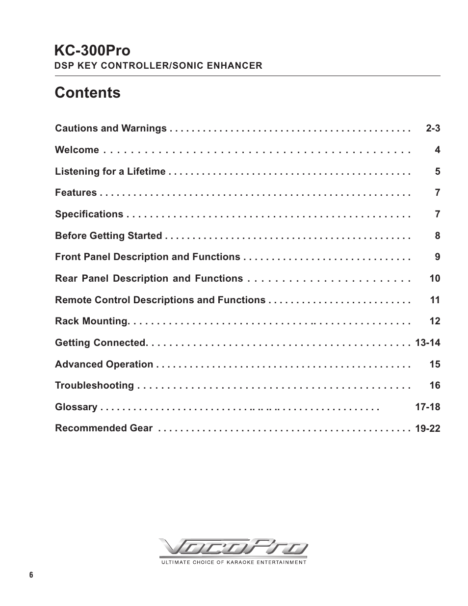 VocoPro KC-300Pro User Manual | Page 6 / 22