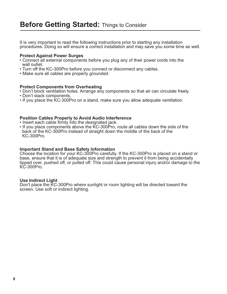 Pg 08 getting started.pdf, Before getting started, Things to consider | VocoPro KC-300Pro User Manual | Page 8 / 22