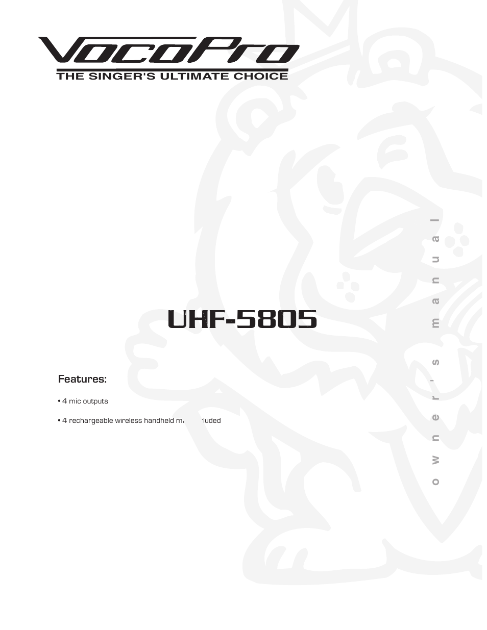 VocoPro UHF-5805 User Manual | 16 pages