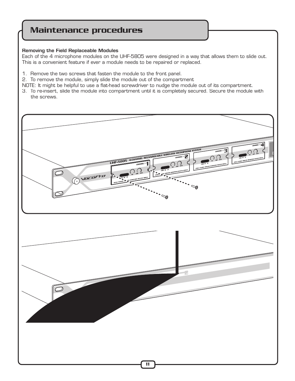 Maintenance procedures | VocoPro UHF-5805 User Manual | Page 12 / 16