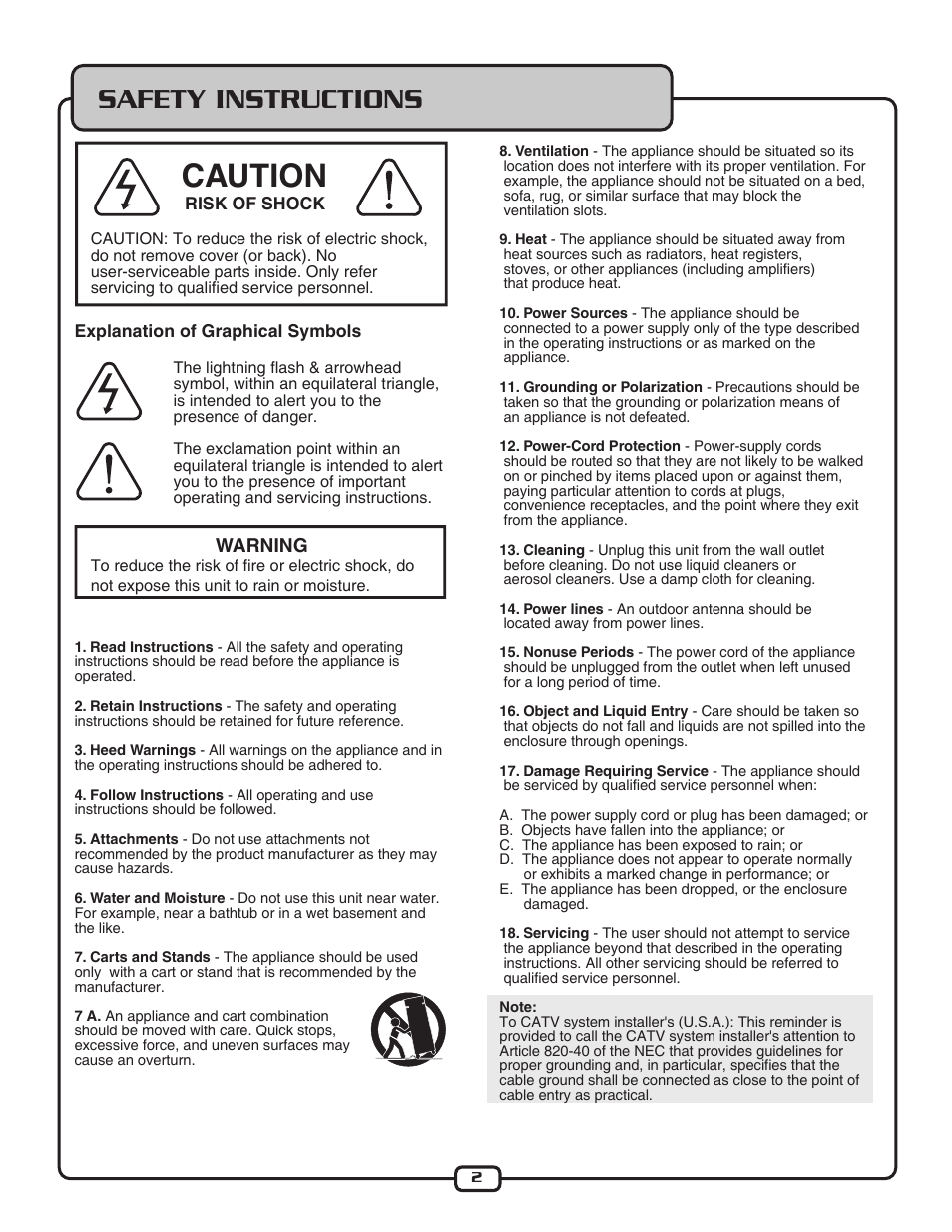 Safety instructions | VocoPro UHF-5805 User Manual | Page 3 / 16