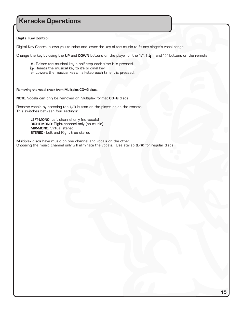 Karaoke operations | VocoPro DVX-880 Pro User Manual | Page 21 / 34