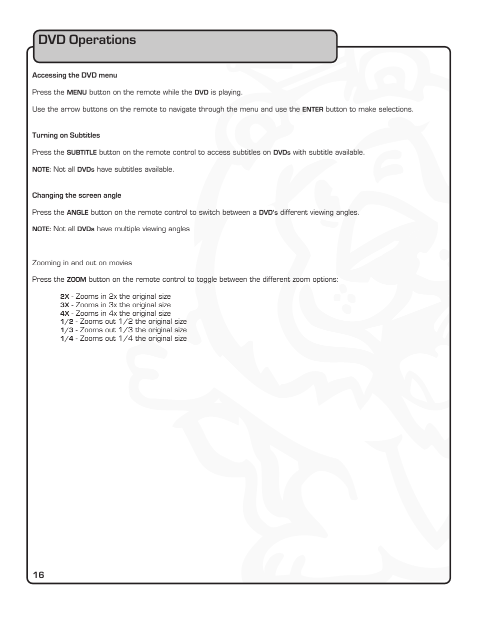 Dvd operations | VocoPro DVX-880 Pro User Manual | Page 22 / 34