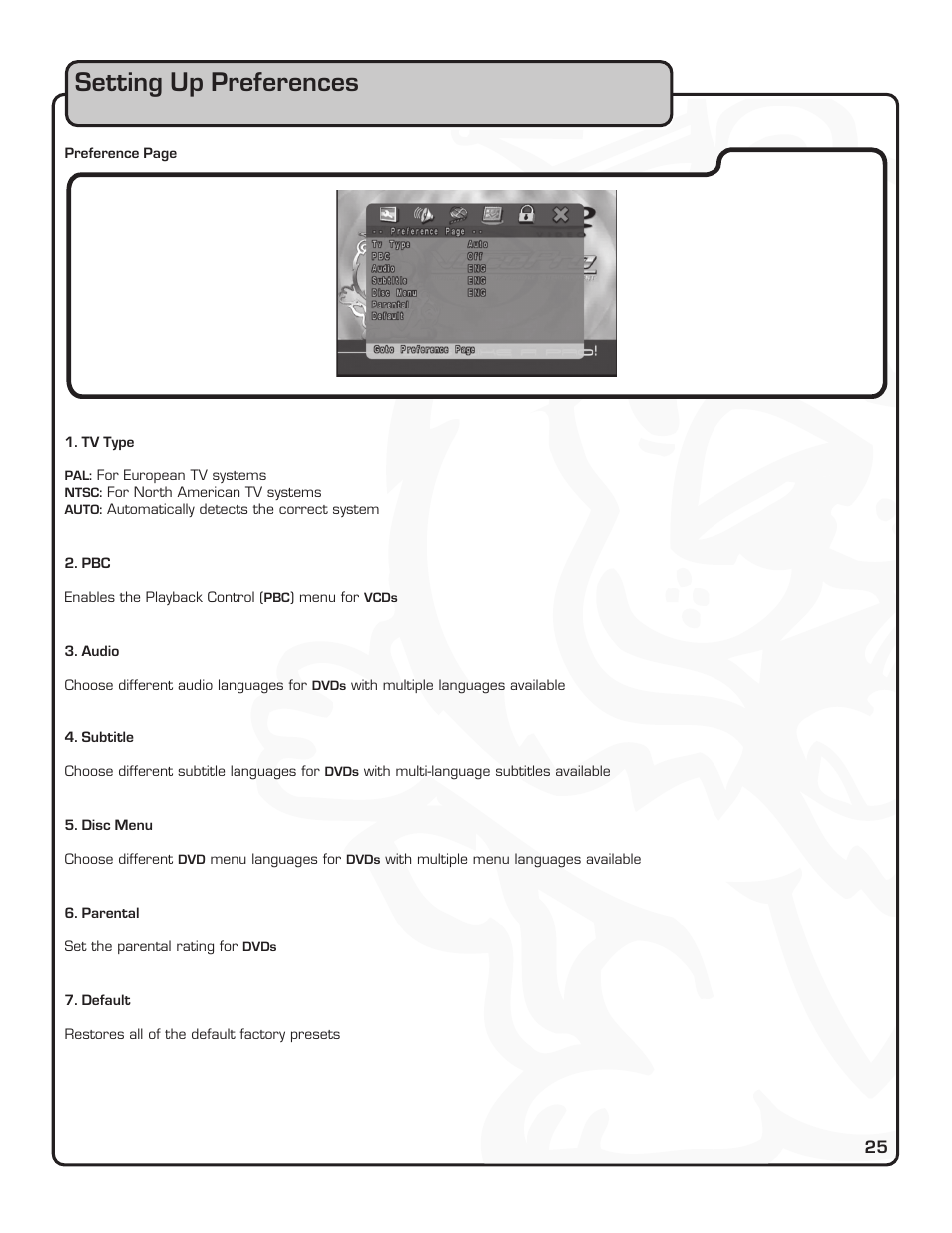 Setting up preferences | VocoPro DVX-880 Pro User Manual | Page 31 / 34