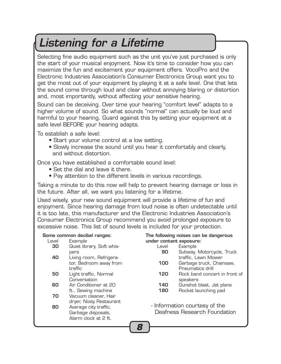 Listening for a lifetime | VocoPro RECODE-1 User Manual | Page 8 / 24
