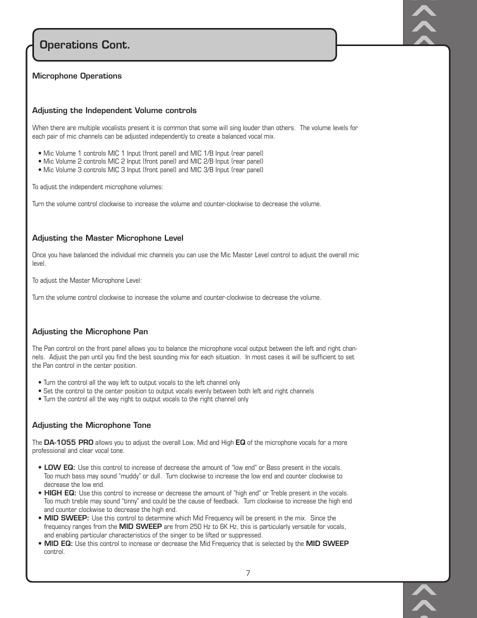 Operations cont | VocoPro DA-1055 PRO User Manual | Page 13 / 18