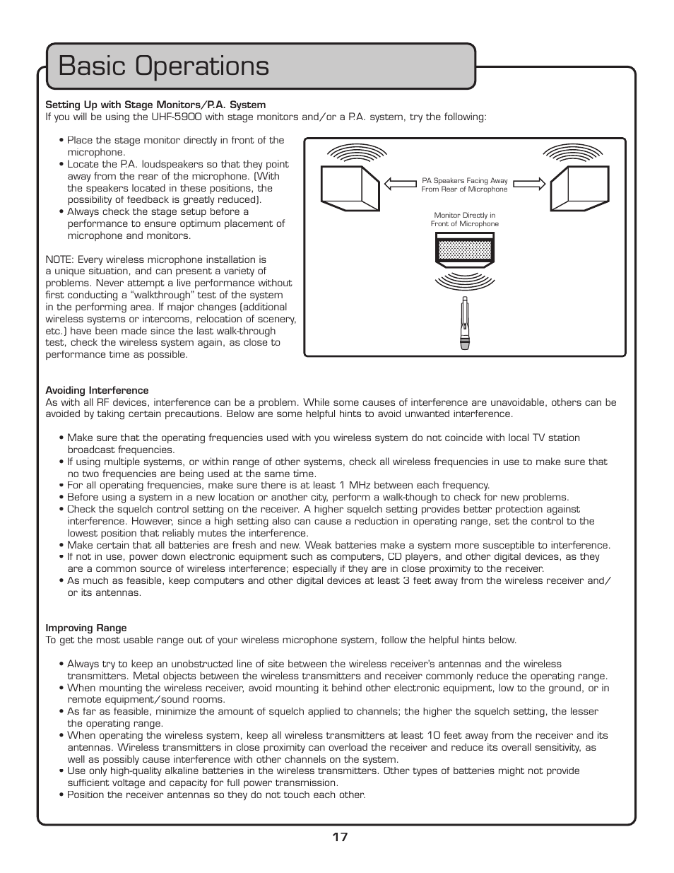 Basic operations | VocoPro UHF-5900 User Manual | Page 17 / 24