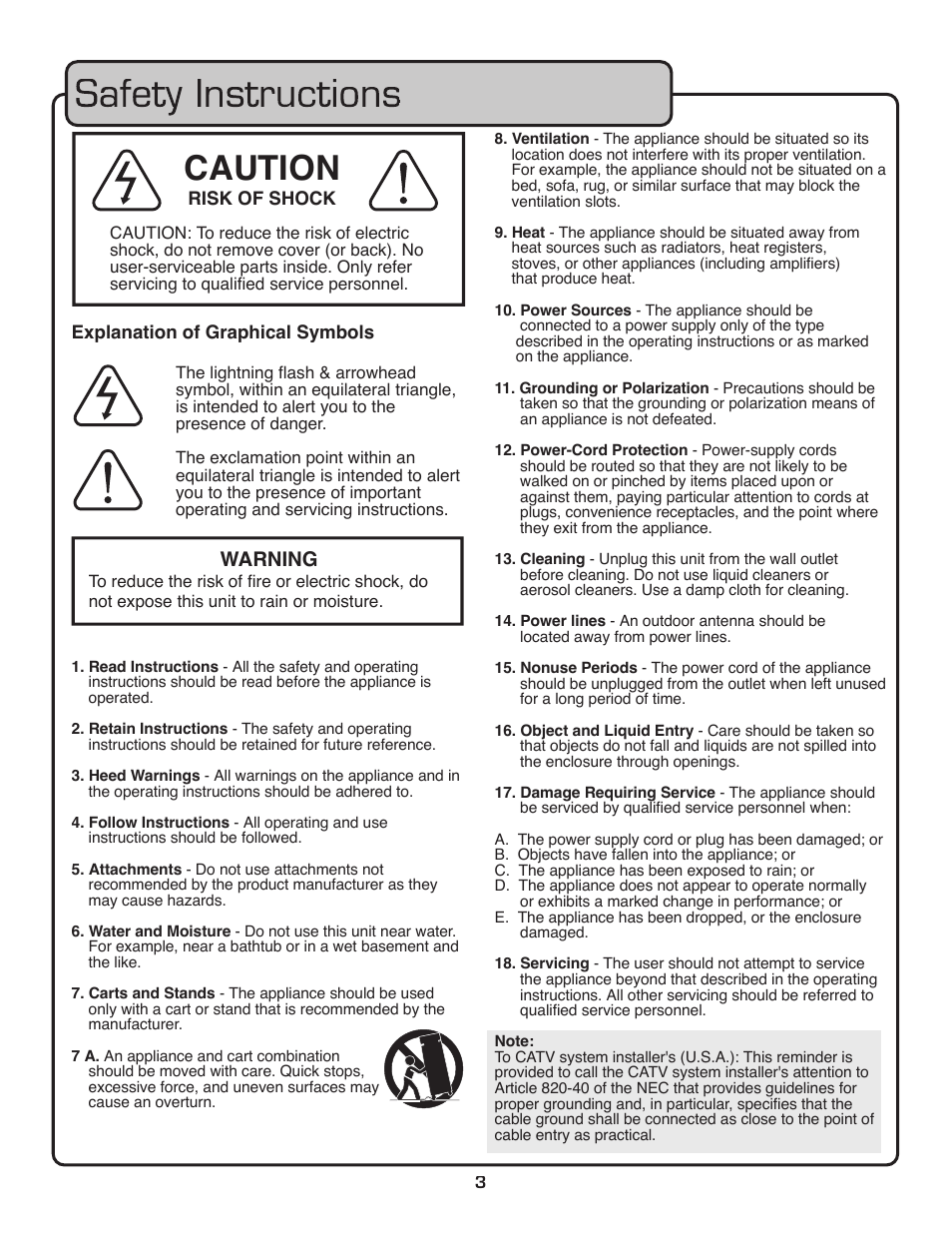 Caution, Warning | VocoPro UHF-5900 User Manual | Page 3 / 24