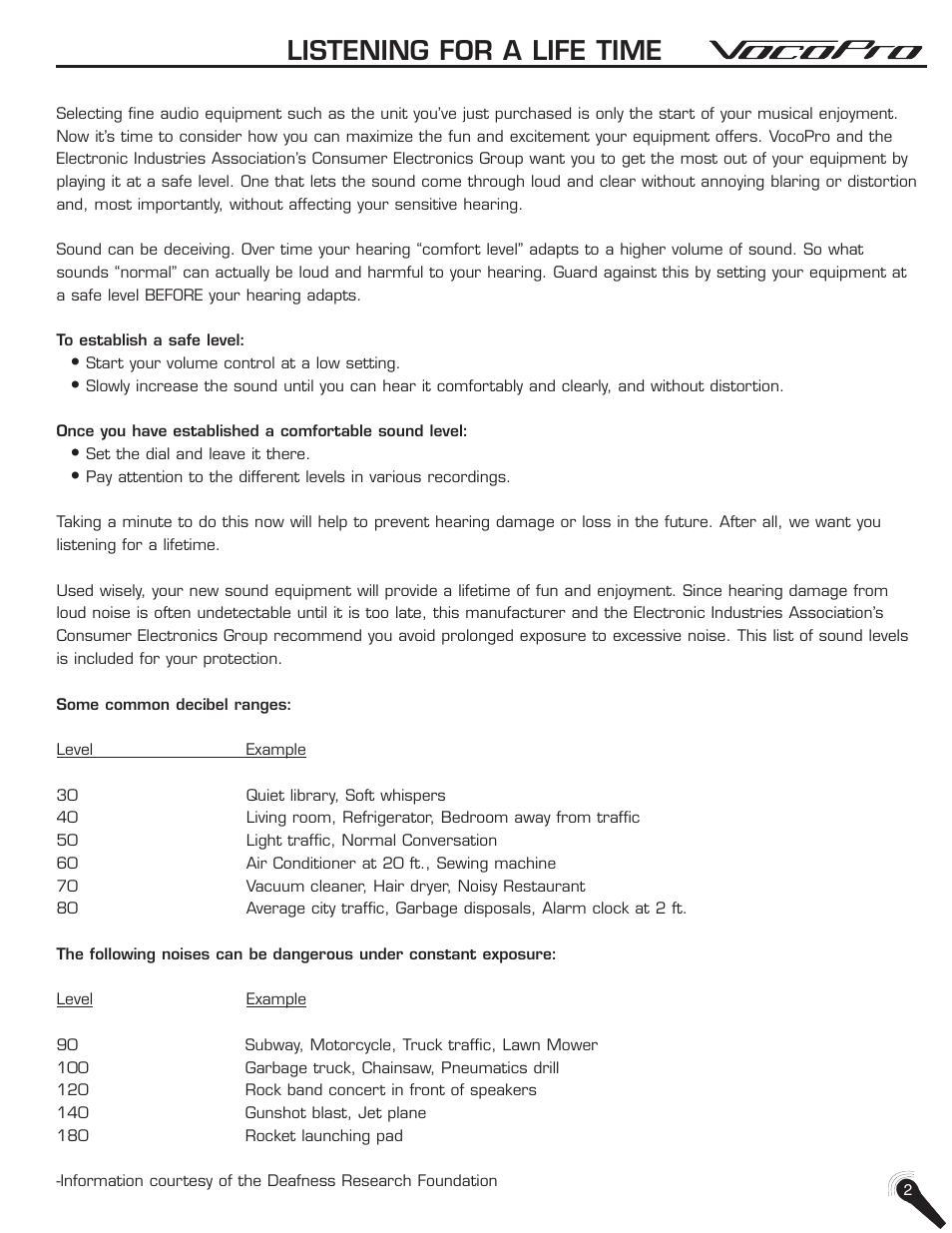 Listening for a life time | VocoPro DA-1000Pro User Manual | Page 8 / 20
