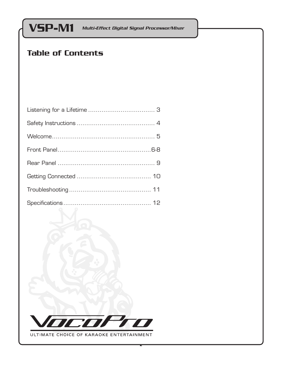 VocoPro VSP-M1 User Manual | Page 2 / 13