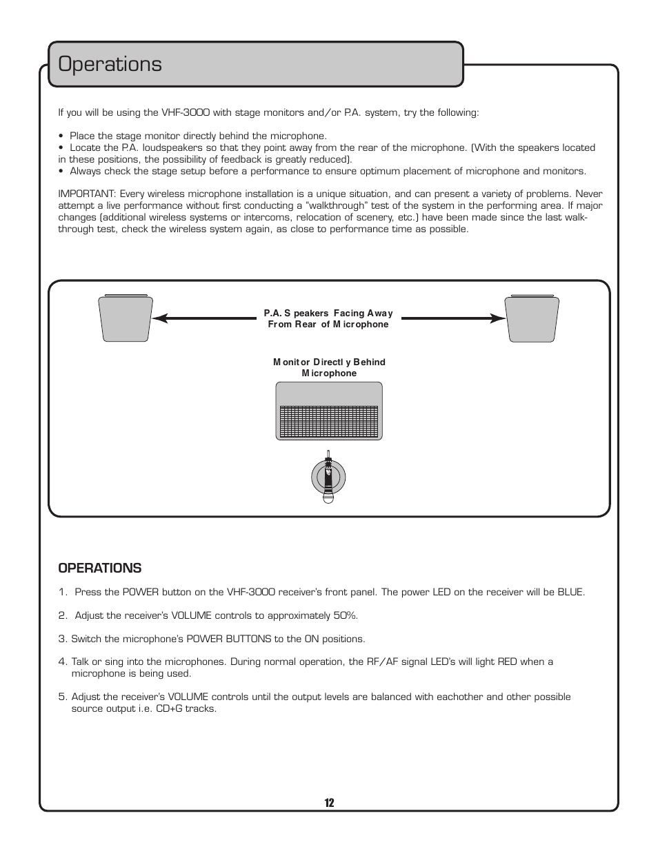 Operations | VocoPro VHF-3000 User Manual | Page 13 / 15