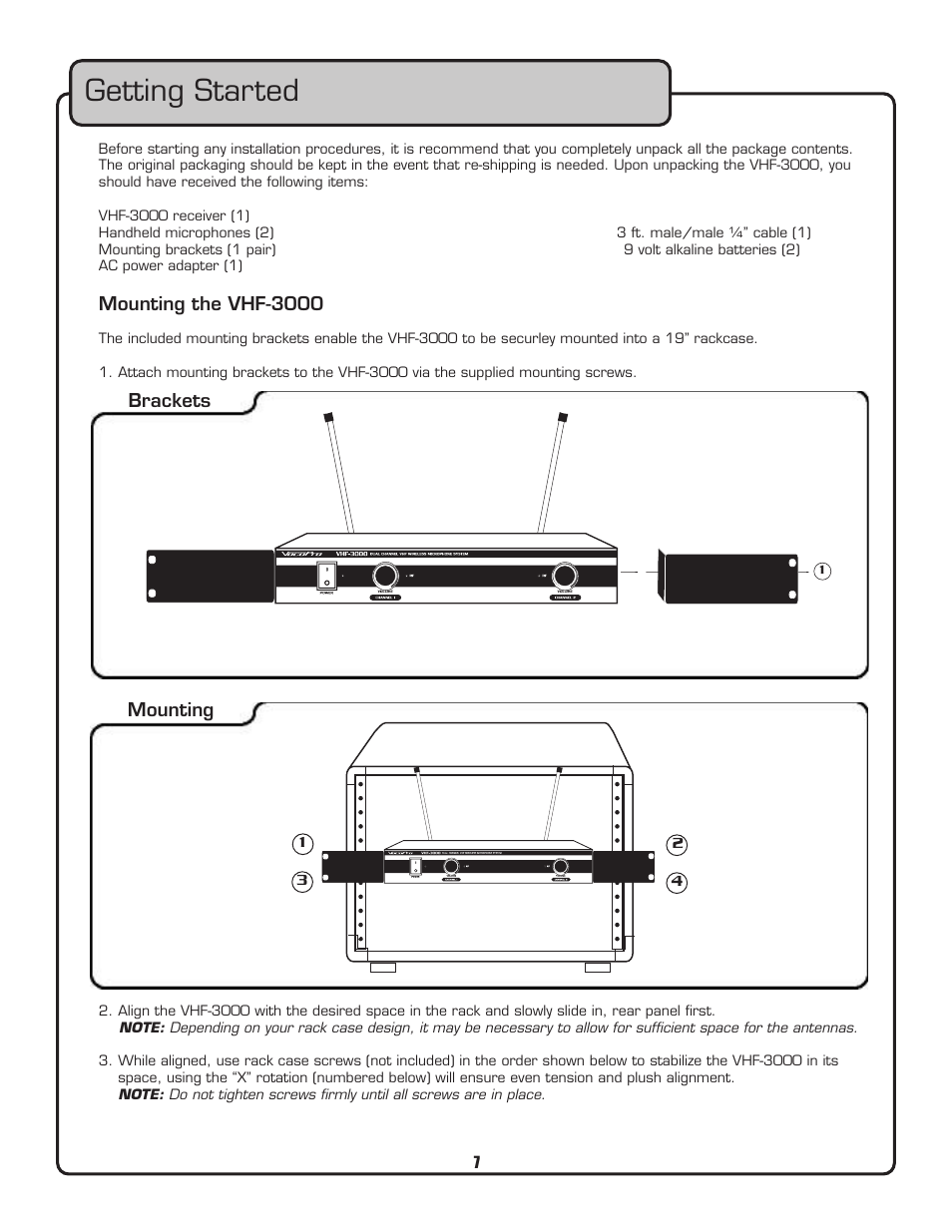 Getting started | VocoPro VHF-3000 User Manual | Page 8 / 15