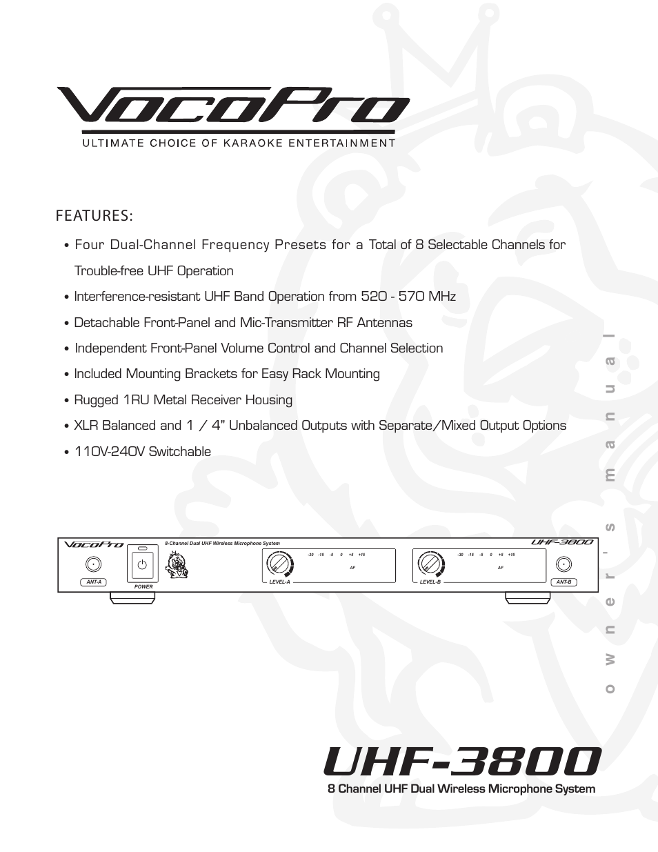 VocoPro UHF-3800 User Manual | 18 pages